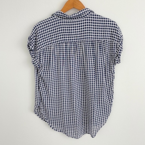 American Eagle Black Gingham Checkered Short Sleeves Button Down Shirt Small - Picture 10 of 15